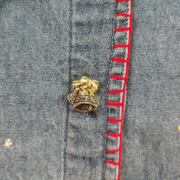 VTG New Direction Denim Vest Womens sz L Christmas Angel Embroidered - Picture 6 of 10